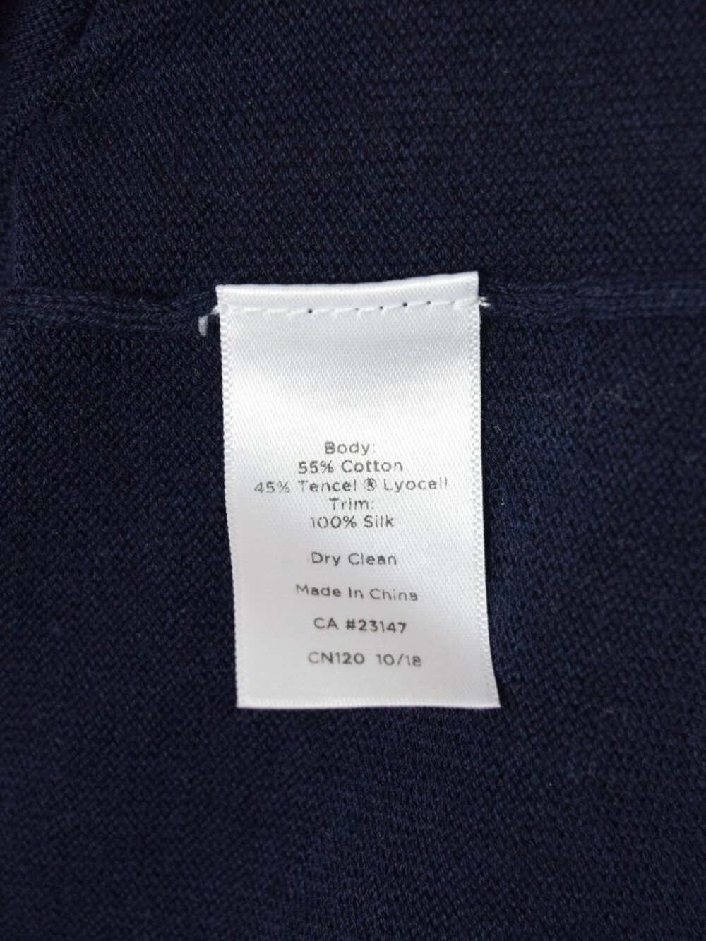 TALBOTS SILK SCARF NAVY BLUE CREW NECK SWEATER - Picture 10 of 10